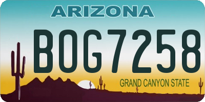 AZ license plate BOG7258