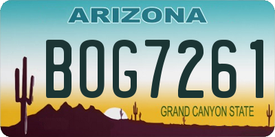 AZ license plate BOG7261