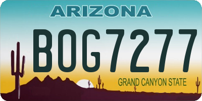 AZ license plate BOG7277