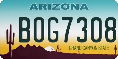 AZ license plate BOG7308