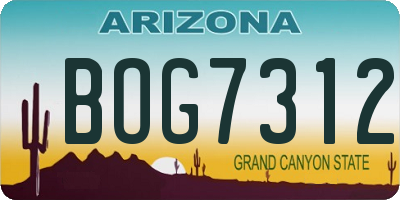 AZ license plate BOG7312
