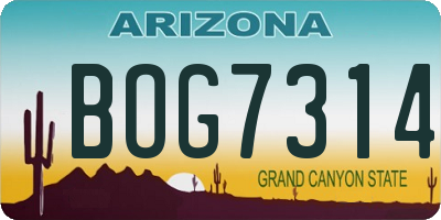 AZ license plate BOG7314