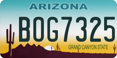AZ license plate BOG7325