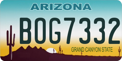 AZ license plate BOG7332