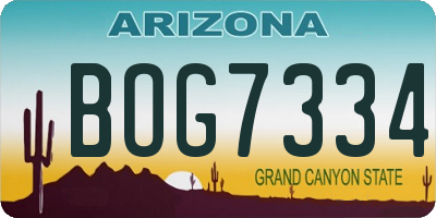 AZ license plate BOG7334