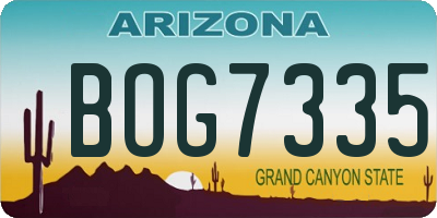 AZ license plate BOG7335