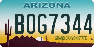 AZ license plate BOG7344