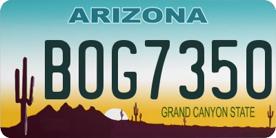 AZ license plate BOG7350