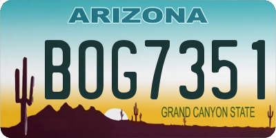 AZ license plate BOG7351