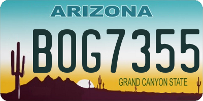 AZ license plate BOG7355