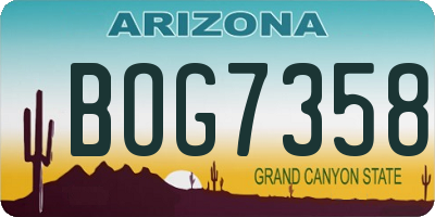 AZ license plate BOG7358