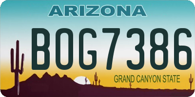 AZ license plate BOG7386