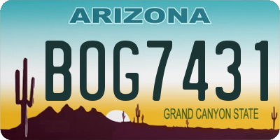 AZ license plate BOG7431