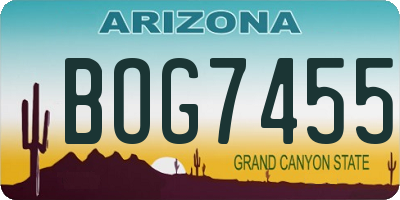 AZ license plate BOG7455