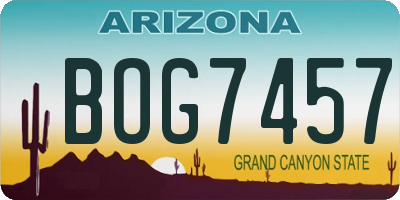 AZ license plate BOG7457