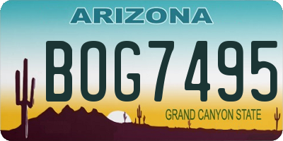 AZ license plate BOG7495