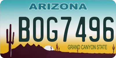 AZ license plate BOG7496