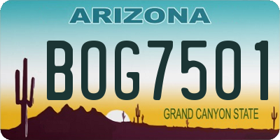 AZ license plate BOG7501