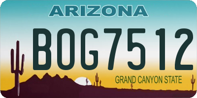 AZ license plate BOG7512