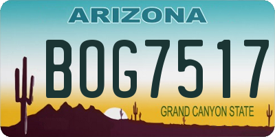AZ license plate BOG7517