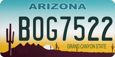 AZ license plate BOG7522