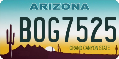 AZ license plate BOG7525
