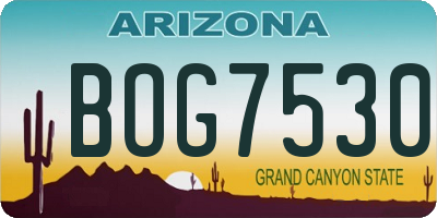 AZ license plate BOG7530