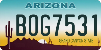 AZ license plate BOG7531