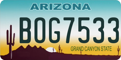AZ license plate BOG7533