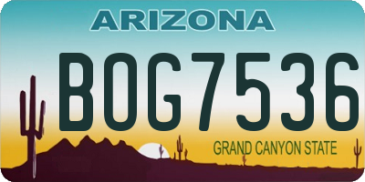 AZ license plate BOG7536