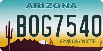 AZ license plate BOG7540