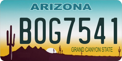 AZ license plate BOG7541
