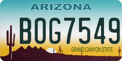 AZ license plate BOG7549