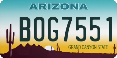 AZ license plate BOG7551