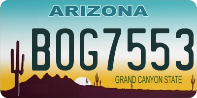 AZ license plate BOG7553