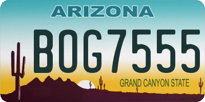 AZ license plate BOG7555