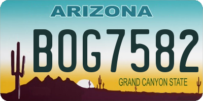 AZ license plate BOG7582