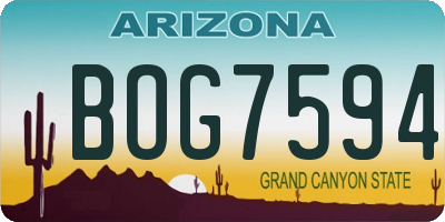 AZ license plate BOG7594