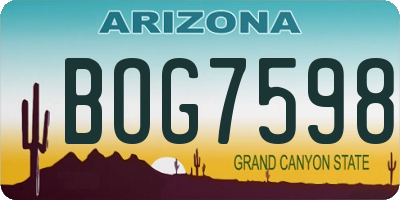 AZ license plate BOG7598