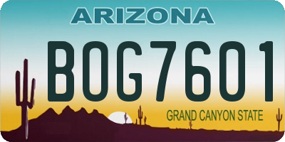 AZ license plate BOG7601