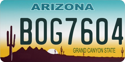 AZ license plate BOG7604