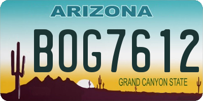 AZ license plate BOG7612