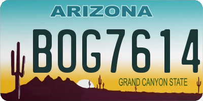 AZ license plate BOG7614