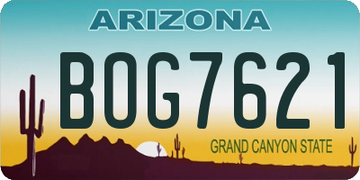 AZ license plate BOG7621