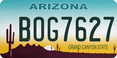 AZ license plate BOG7627