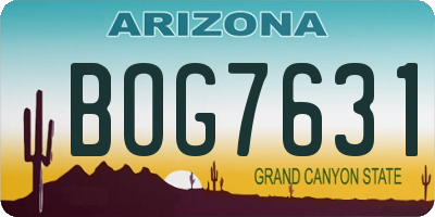 AZ license plate BOG7631