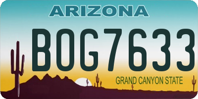 AZ license plate BOG7633