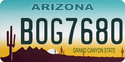 AZ license plate BOG7680