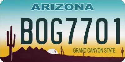 AZ license plate BOG7701