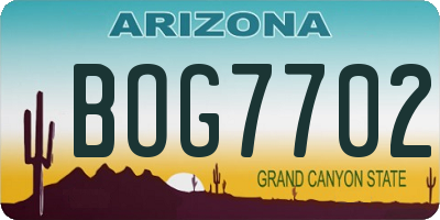 AZ license plate BOG7702